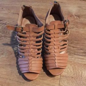 Altar'd State wedged cognac heels size 6.5